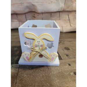 Purple wooden Easter rabbit bunny‎ tea light box Decor spring